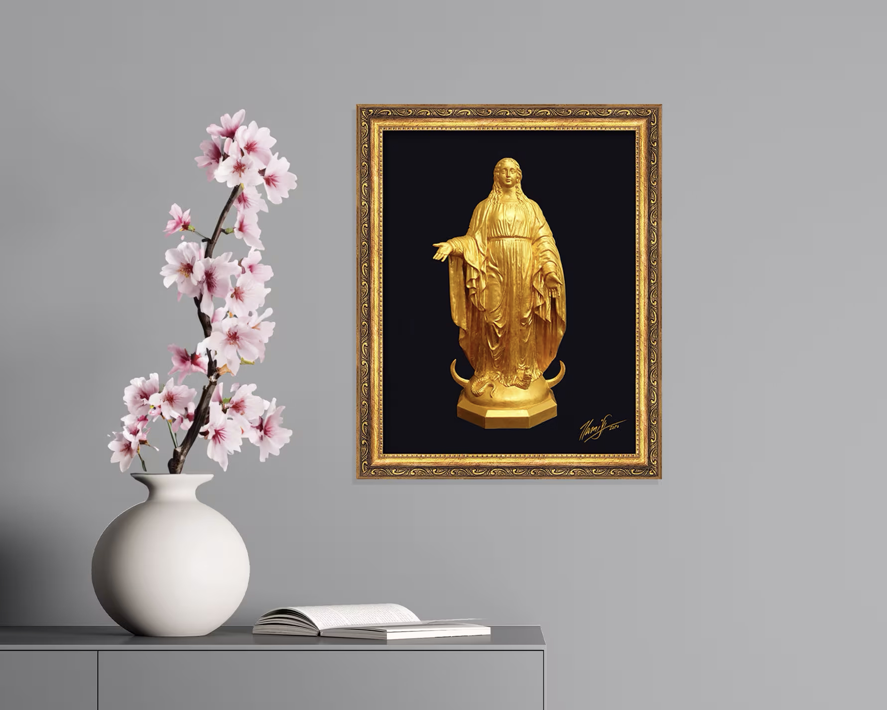 Our Mother University of Notre Dame Giclee Print Canvas in Gold Frame 
