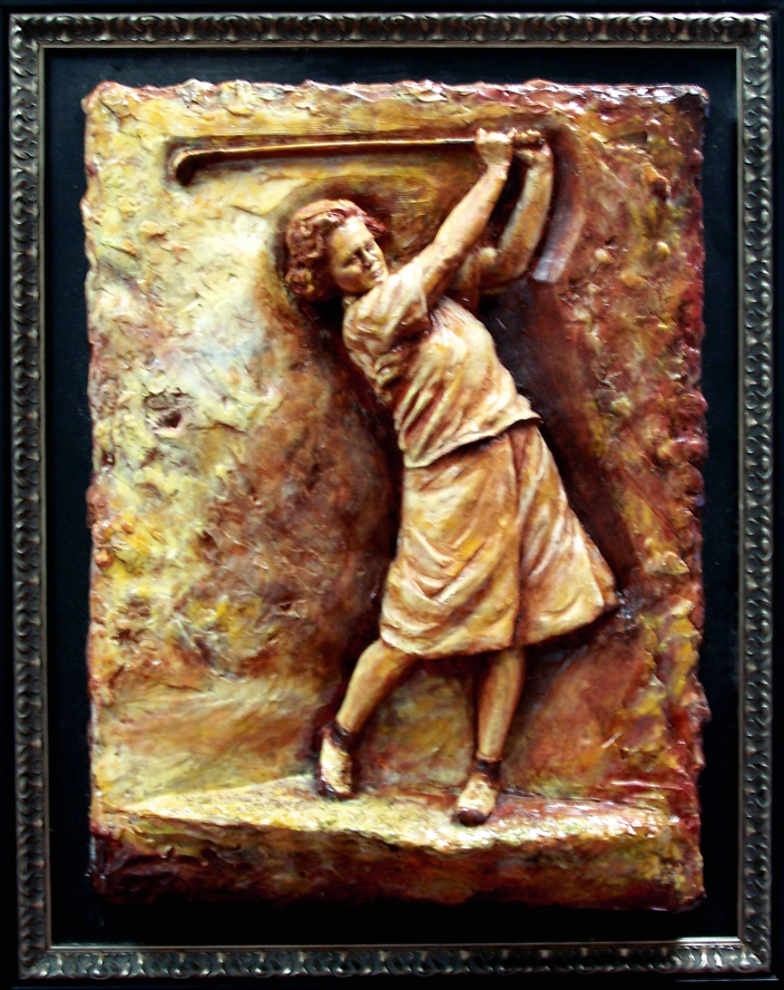 Patty Berg Sculpture in  Frame (Wall Relief)