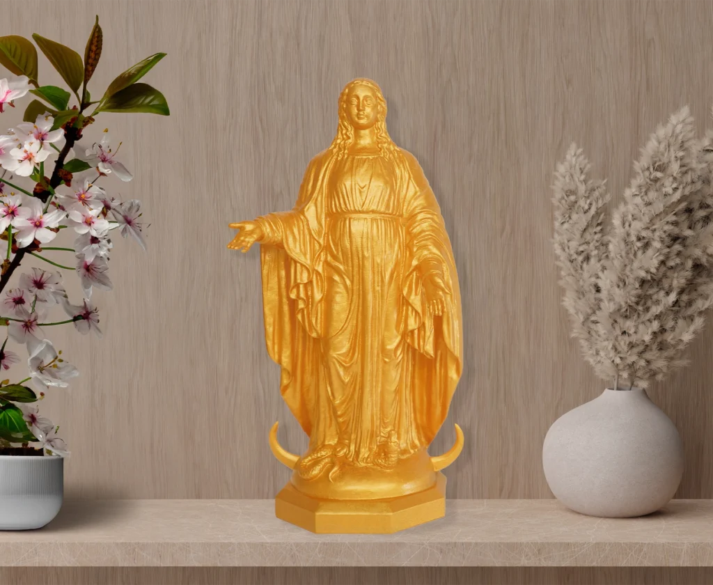Notre Dame Our Mother Sculpture 15" Lost-Wax Bronze w/ 23.75k Gold Leaf Gilded
