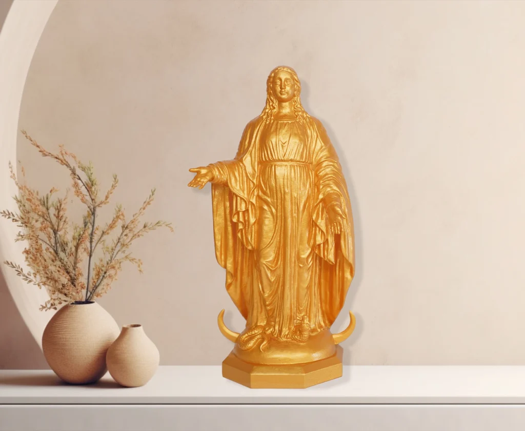Notre Dame Our Mother Sculpture 15" Lost-Wax Bronze w/ Shimmering Gold Mica