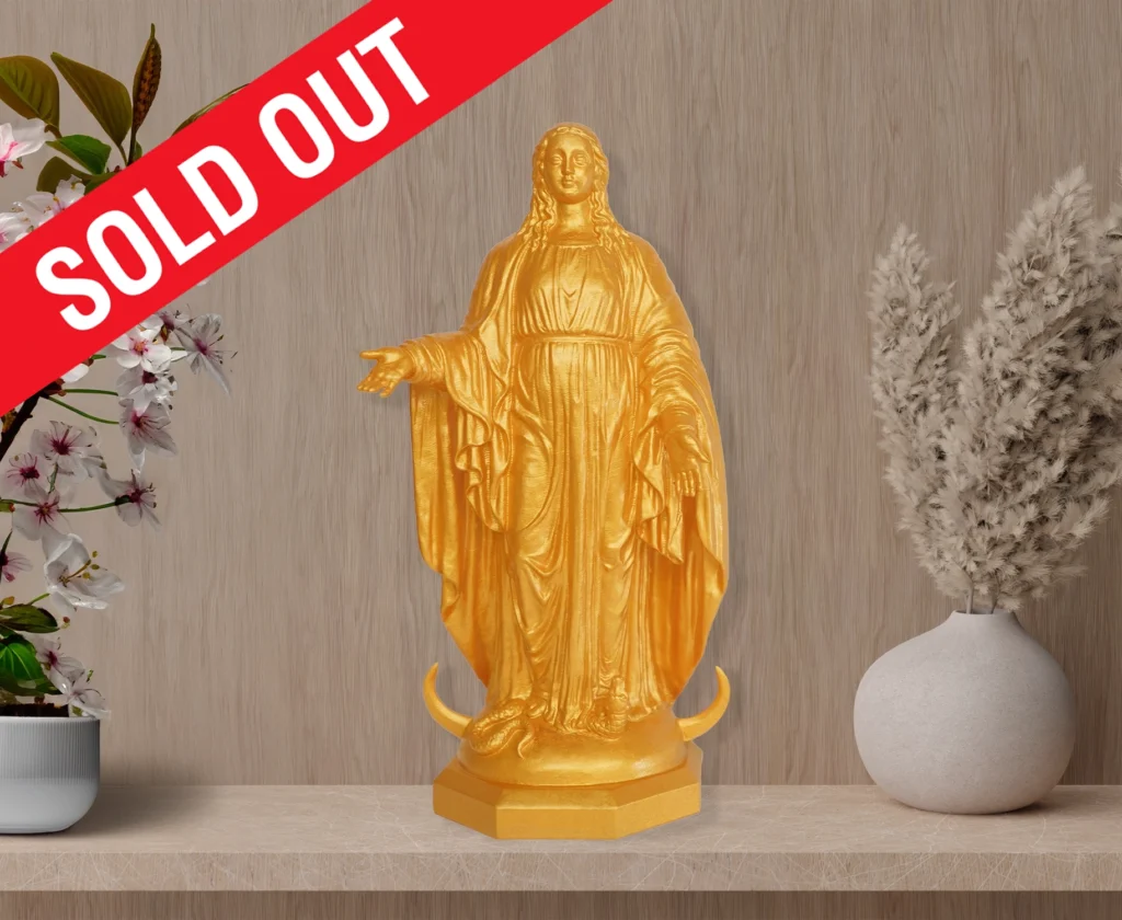Notre Dame Our Mother Sculpture 15" Cast-Resin w/ Shimmering Gold Mica