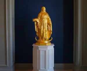 Notre Dame Our Mother Sculpture 15" Lost-Wax Bronze w/ 23.75k Gold Leaf Gilded